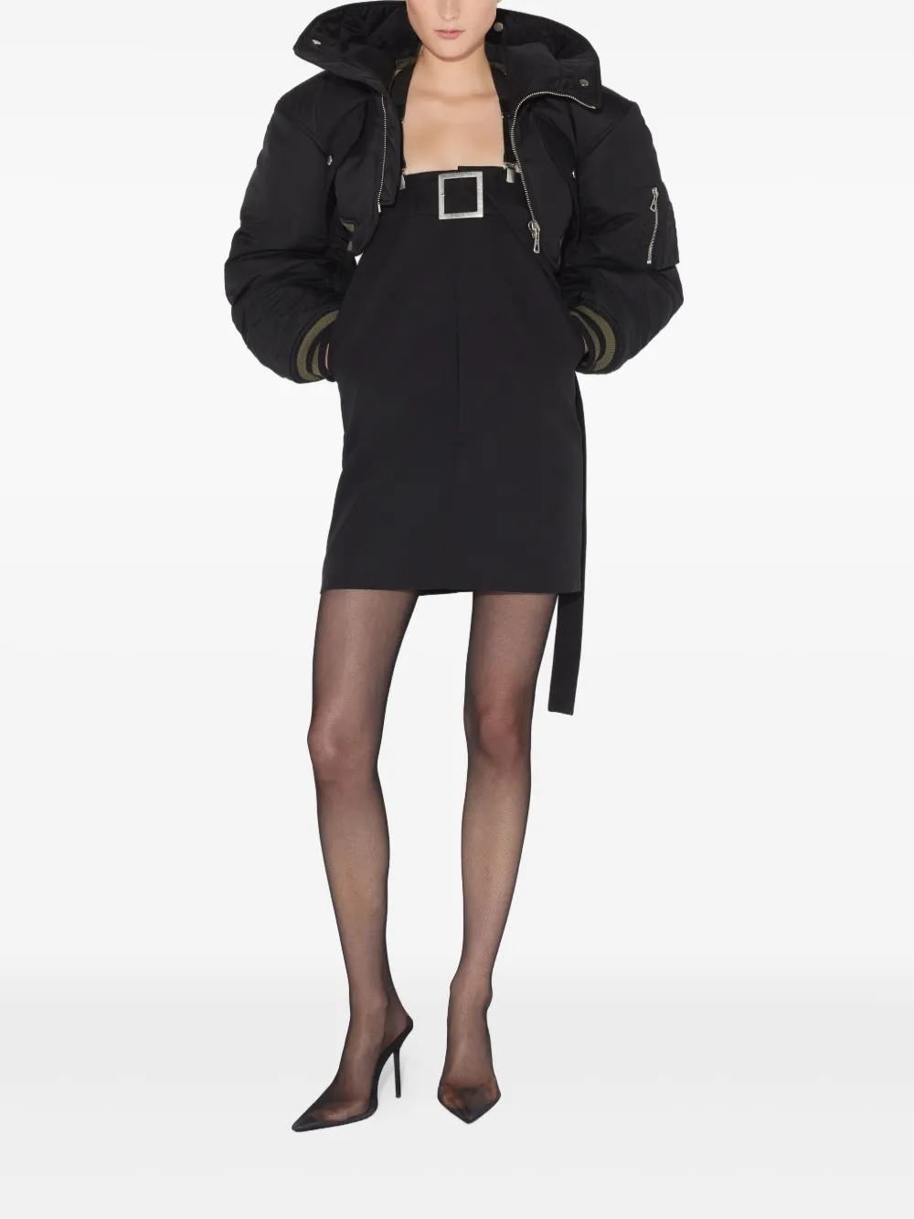 Jean Paul Gaultier Zip-fastening Cropped Jacket In Black