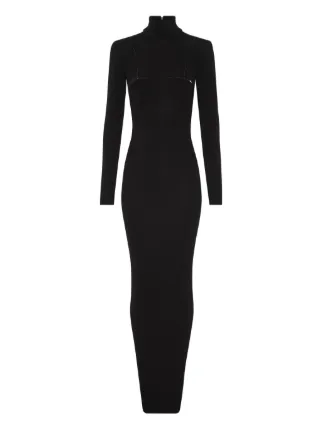 jean paul gaultier cut out dress long-sleeve cut-out Back | Black Mac Duggal - Black Occasion:Brunch Gaultier soleil Main Fabric US SIZE:4