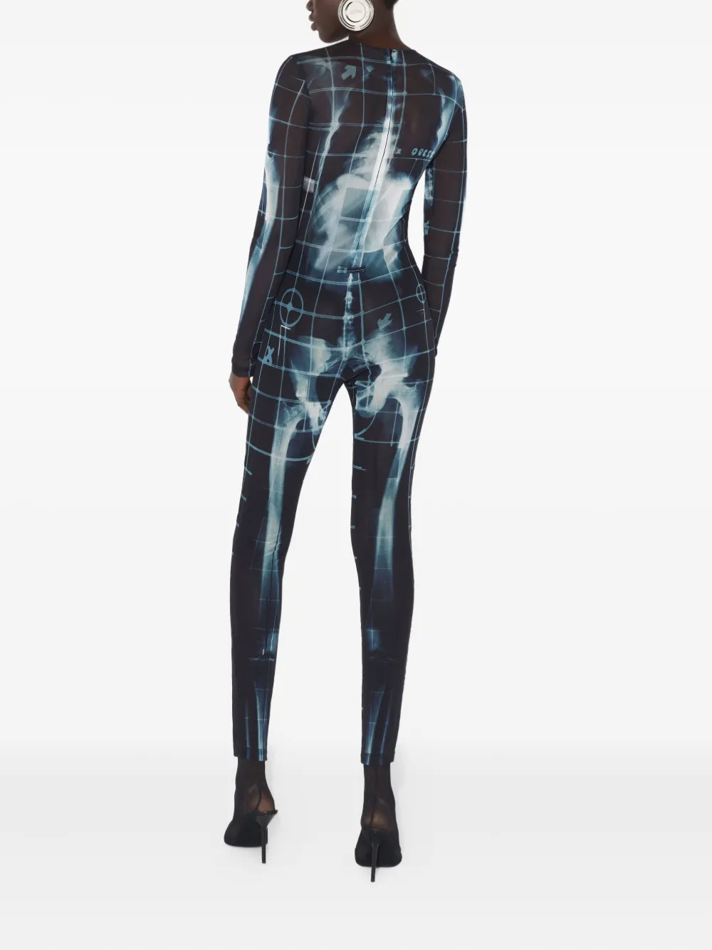 Jean Paul Gaultier Crew-neck Printed Jumpsuit In Gray