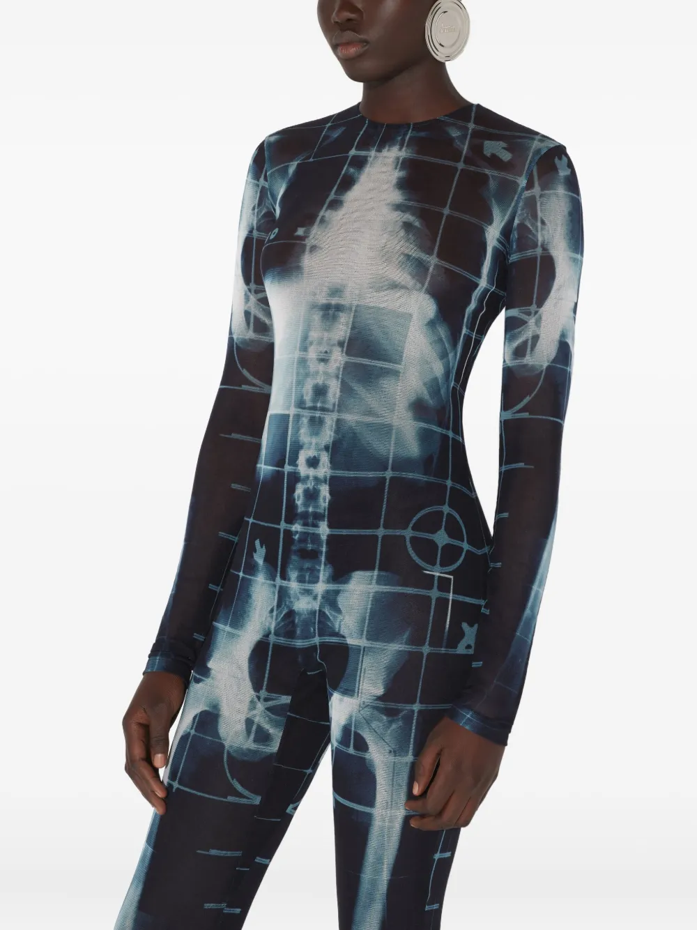 Jean Paul Gaultier Crew-neck Printed Jumpsuit In Gray