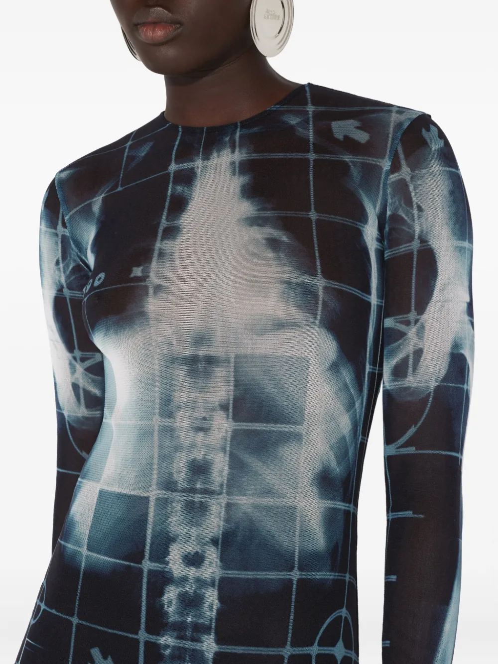 Jean Paul Gaultier Crew-neck Printed Jumpsuit In Gray