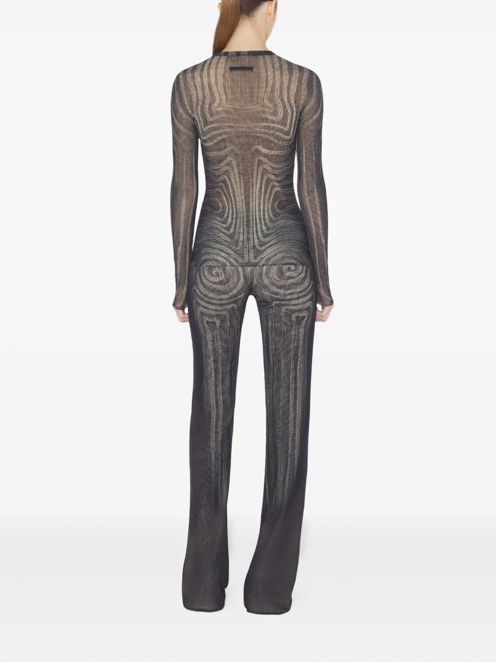 Jean Paul Gaultier Spiral Long-sleeves Printed T-shirt In Brown