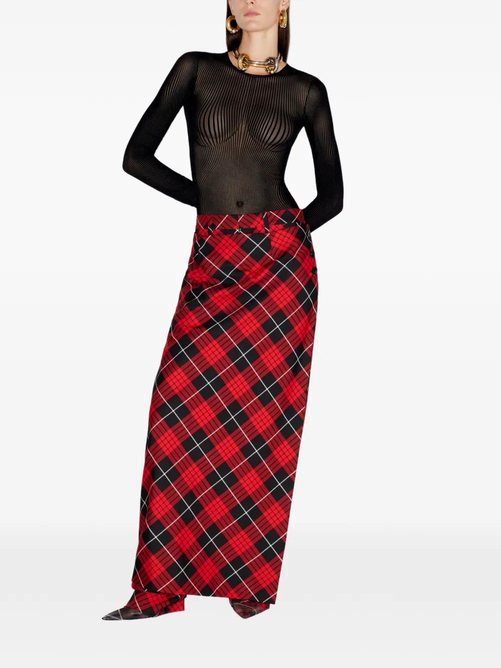 Jean Paul Gaultier Gelaagde broek met tartan-ruit - Rood