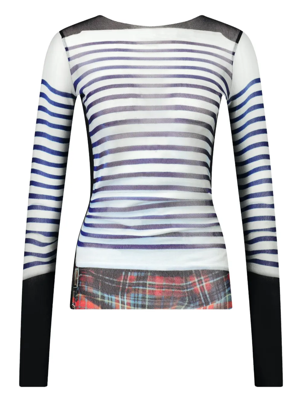 Jean Paul Gaultier Top a righe con maniche lunghe - Bianco