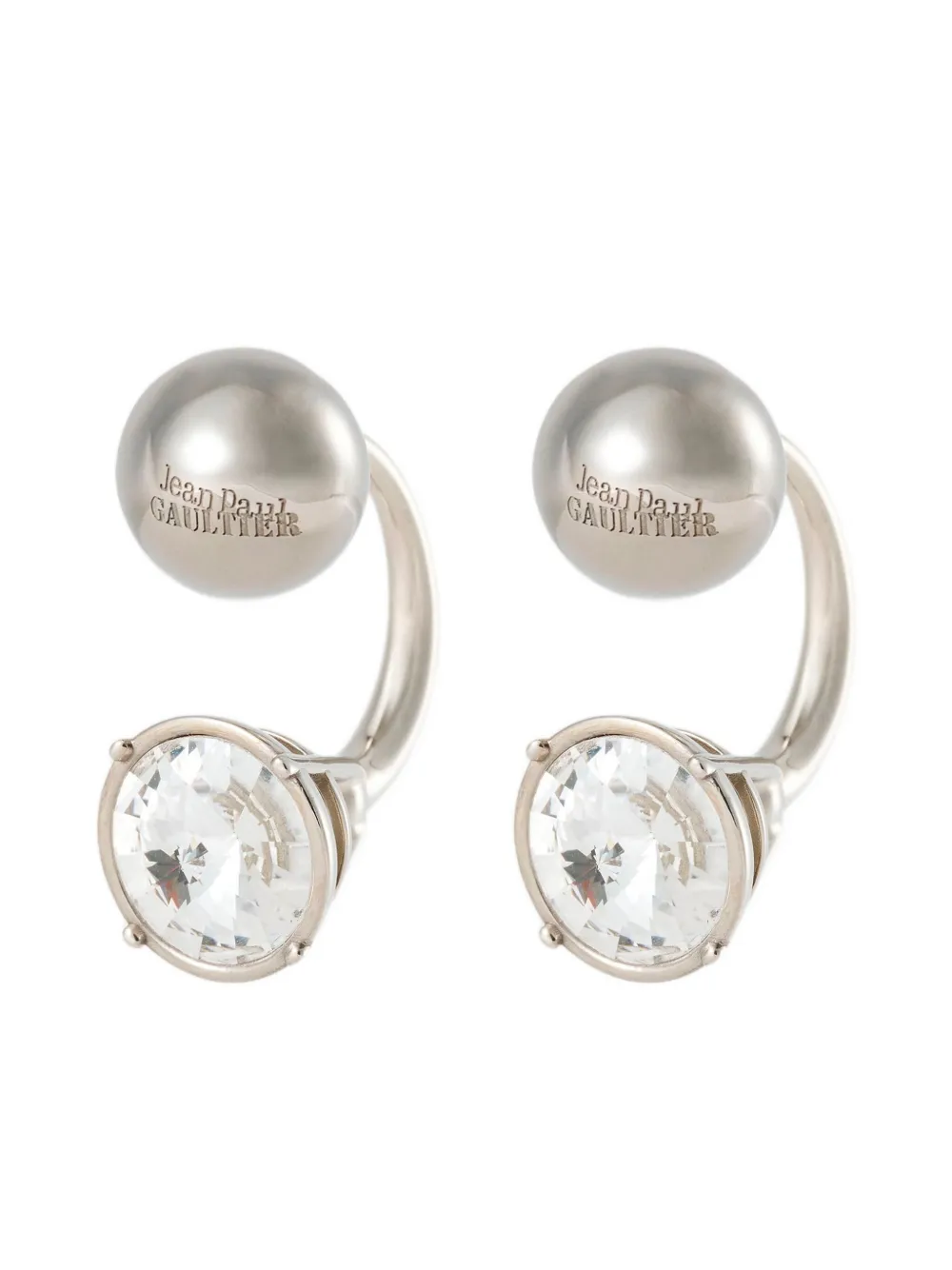 Jean Paul Gaultier Crystal-embellished Earrings In Silver