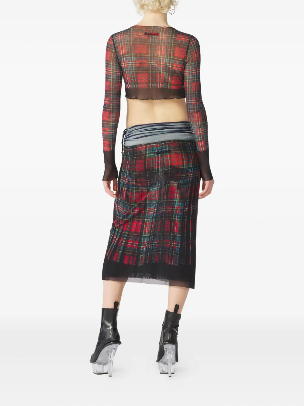 Jean Paul Gaultier Cropped top met tartan ruit en veiligheidsspeld Rood