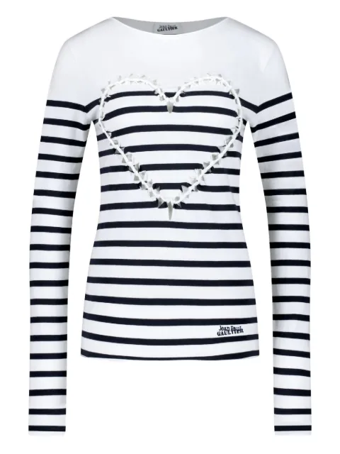 Jean Paul Gaultier striped heart-detail long-sleeved T-shirt