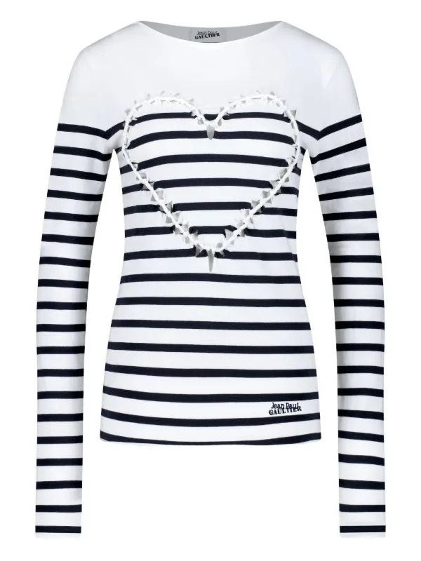 Jean Paul Gaultier Striped heart-detail long-sleeved T-shirt