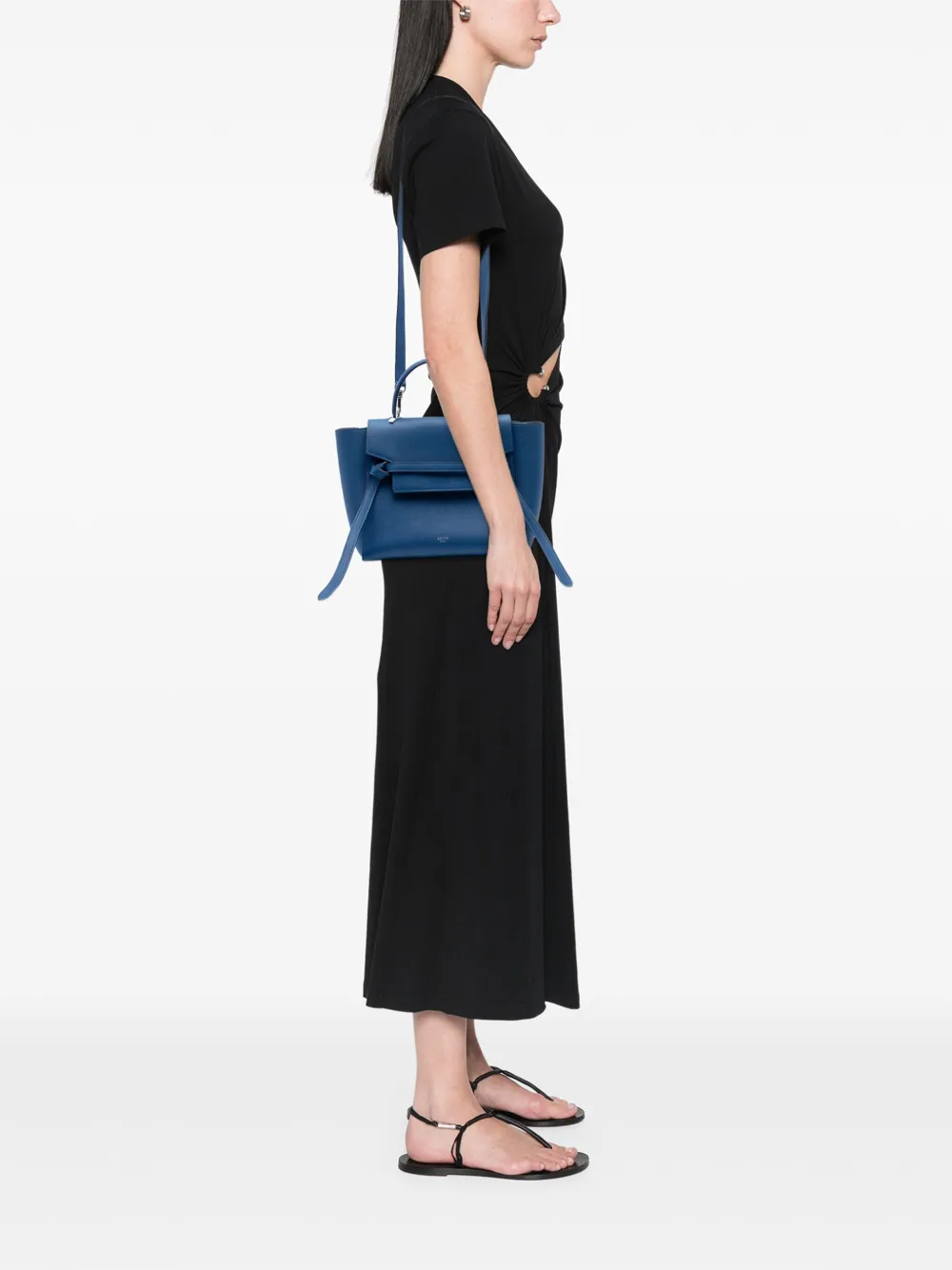 Pre-owned Celine 2017 Micro Grained Calfskin Belt Bag Satchel In Blue