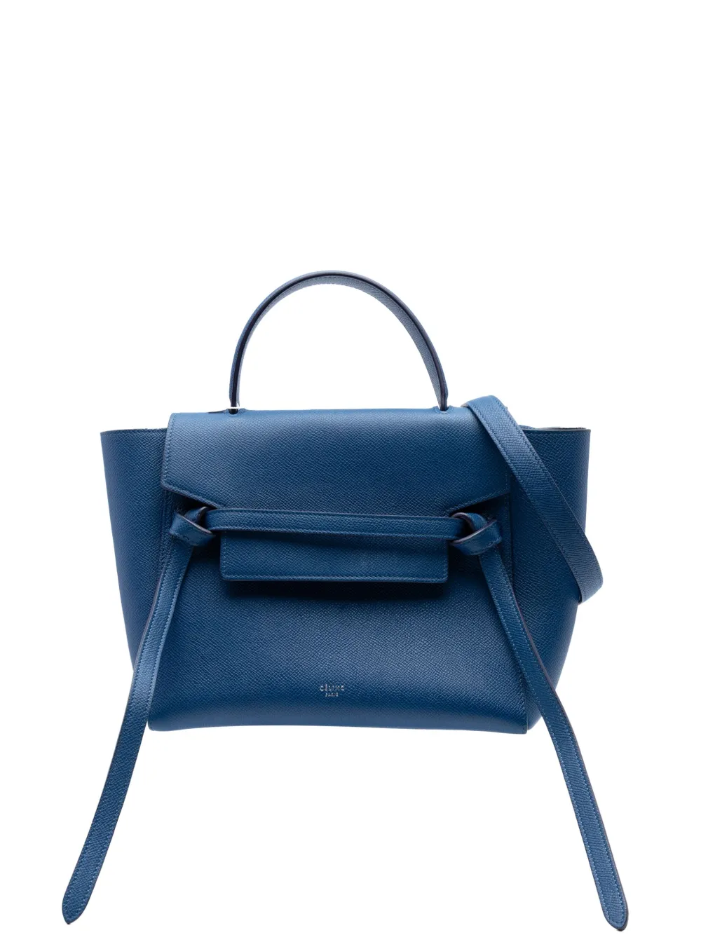 Pre-owned Celine 2017 Micro Grained Calfskin Belt Bag Satchel In Blue