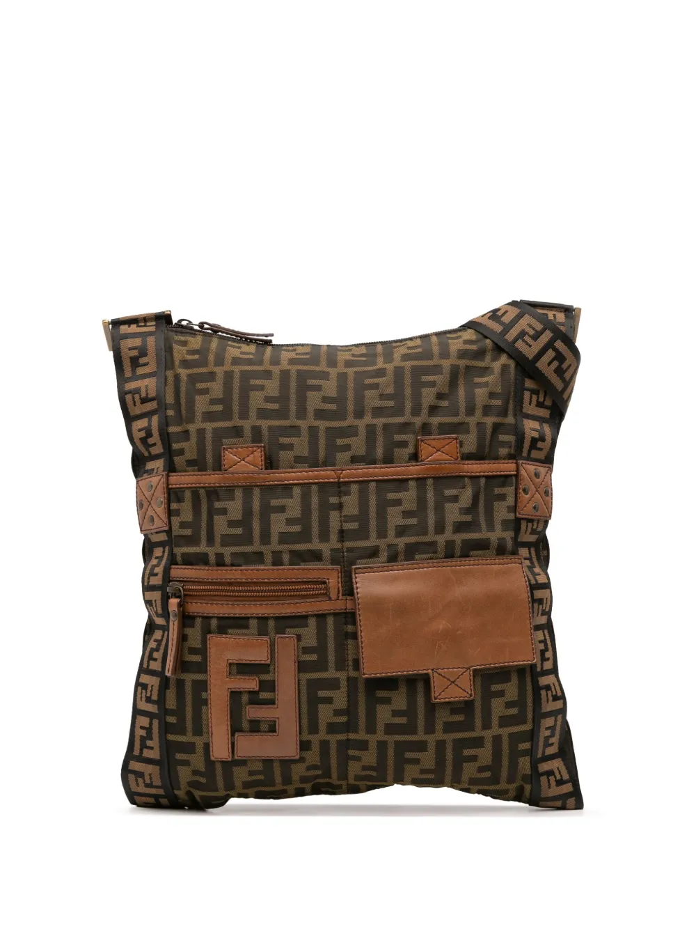 Fendi Pre-Owned sacoche Flat Messenger Bag en toile à motif Zucca (2000-2010) | marron | Image 1