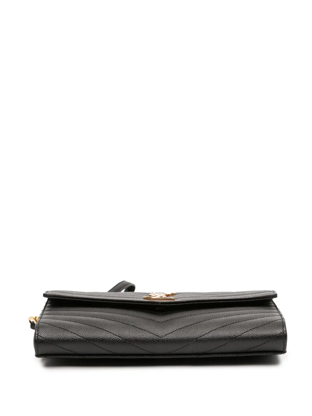 Pre-owned Saint Laurent 2023 Grain De Poudre Matelasse Cassandre Flap Pouch Clutch Bag In Black