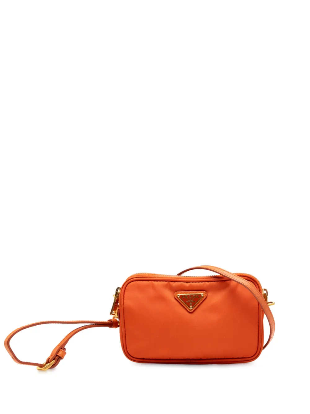 Prada Pre-Owned 2000-2013 ミニ テスート ダブルジップ カメラバッグ ショルダーバッグ - オレンジ Prada Pre-Owned 2000-2013 ミニ テスート ダブルジップ カメラバッグ ショルダーバッグ - オレンジ