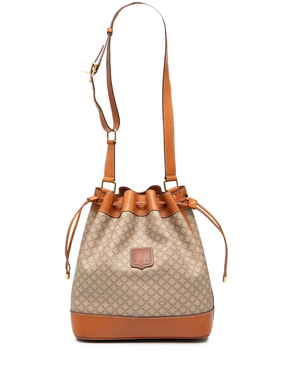 Celine Pre-Owned 2007 マカダム コーテッドキャンバス ドローストリング バケットバッグ - ブラウン Celine Pre-Owned 2007 マカダム コーテッドキャンバス ドローストリング バケットバッグ - ブラウン