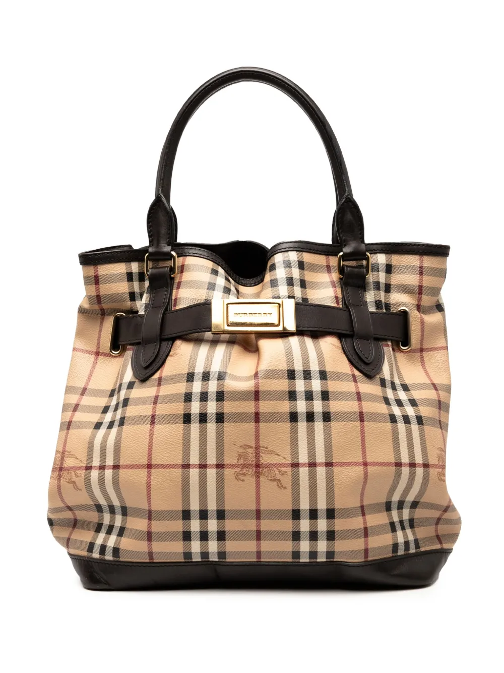 Burberry Pre-Owned 2000-2017 Haymarket Check Coated Canvas Golderton satchel | Brown | Image 1