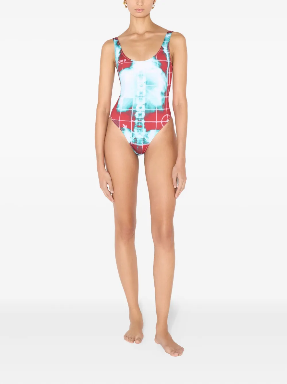  Jean Paul Gaultier Squeletor-print Swimsuit - Red 