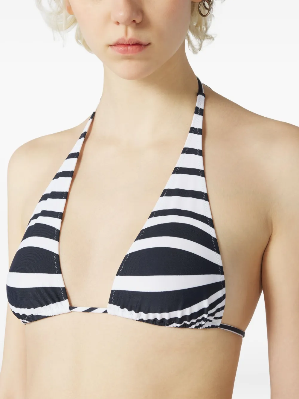 Jean Paul Gaultier Striped Morphing Bikini Top In Blue