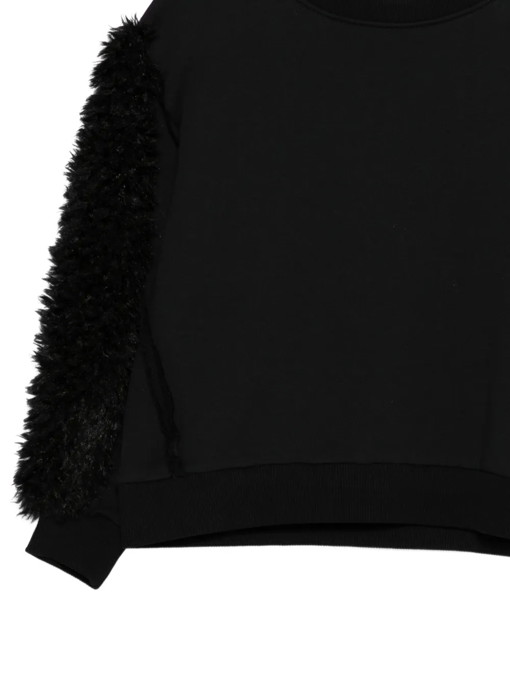 Andorine Sweater met imitatiebont detail Zwart