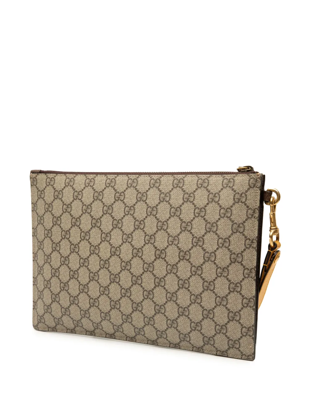 Pre-owned Gucci 2016-2025 Gg Supreme Neo Vintage Clutch Bag In Brown