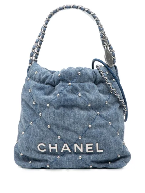 CHANEL Pre-Owned 2021-2025 Mini Denim Studded 22 Handbag satchel