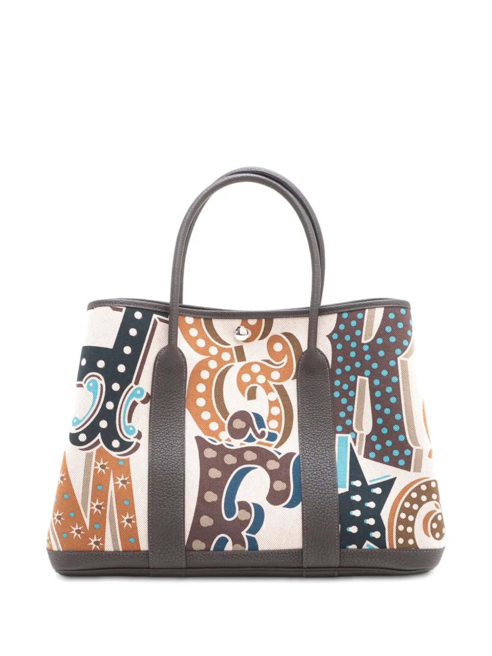 Pre-owned Hermes 2024 Toile And Negonda H Electric Garden Party 36 Tote Bag In Brown