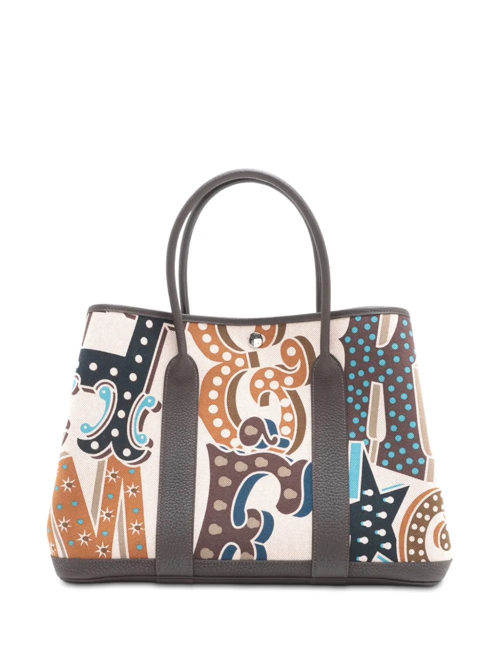 Pre-owned Hermes 2024 Toile And Negonda H Electric Garden Party 36 Tote Bag In Brown