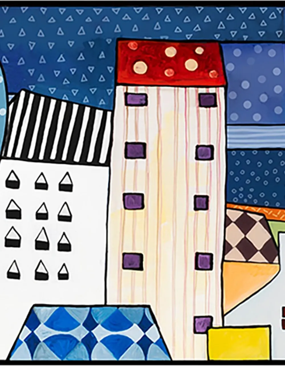Egan My Village Painting (100cm X 80cm) In Blue