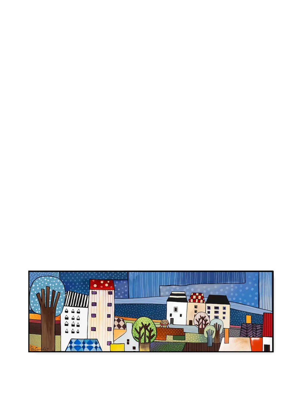 Egan My Village Painting (100cm X 80cm) In Blue