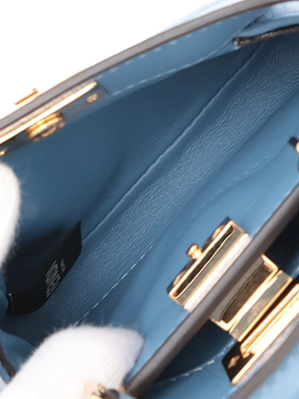 FENDI Pre-owned 2010-2025 Nano Nappa Peekaboo Satchel In Blue