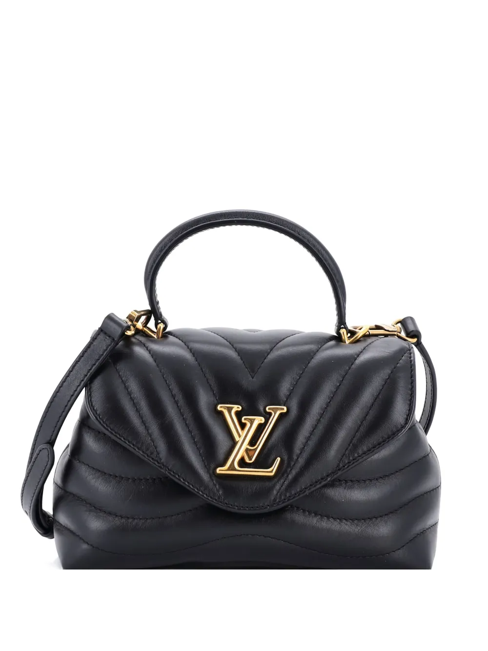 LOUIS VUITTON Pre-owned New Wave Hold Me Top Handle Bag Quilted Leather Satchel In Black