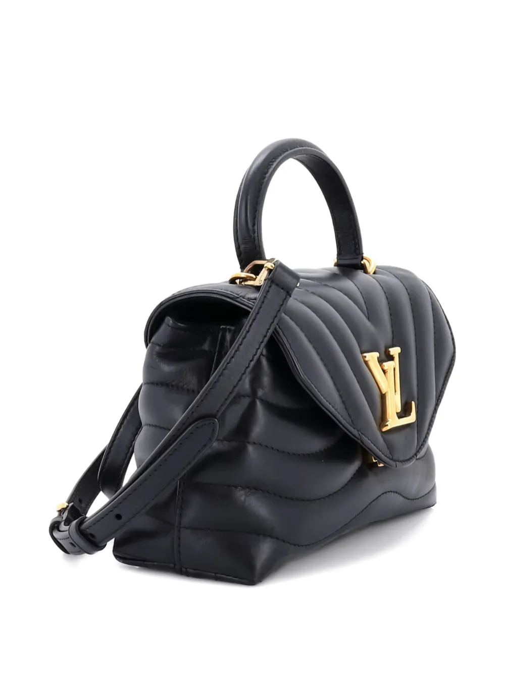 LOUIS VUITTON Pre-owned New Wave Hold Me Top Handle Bag Quilted Leather Satchel In Black