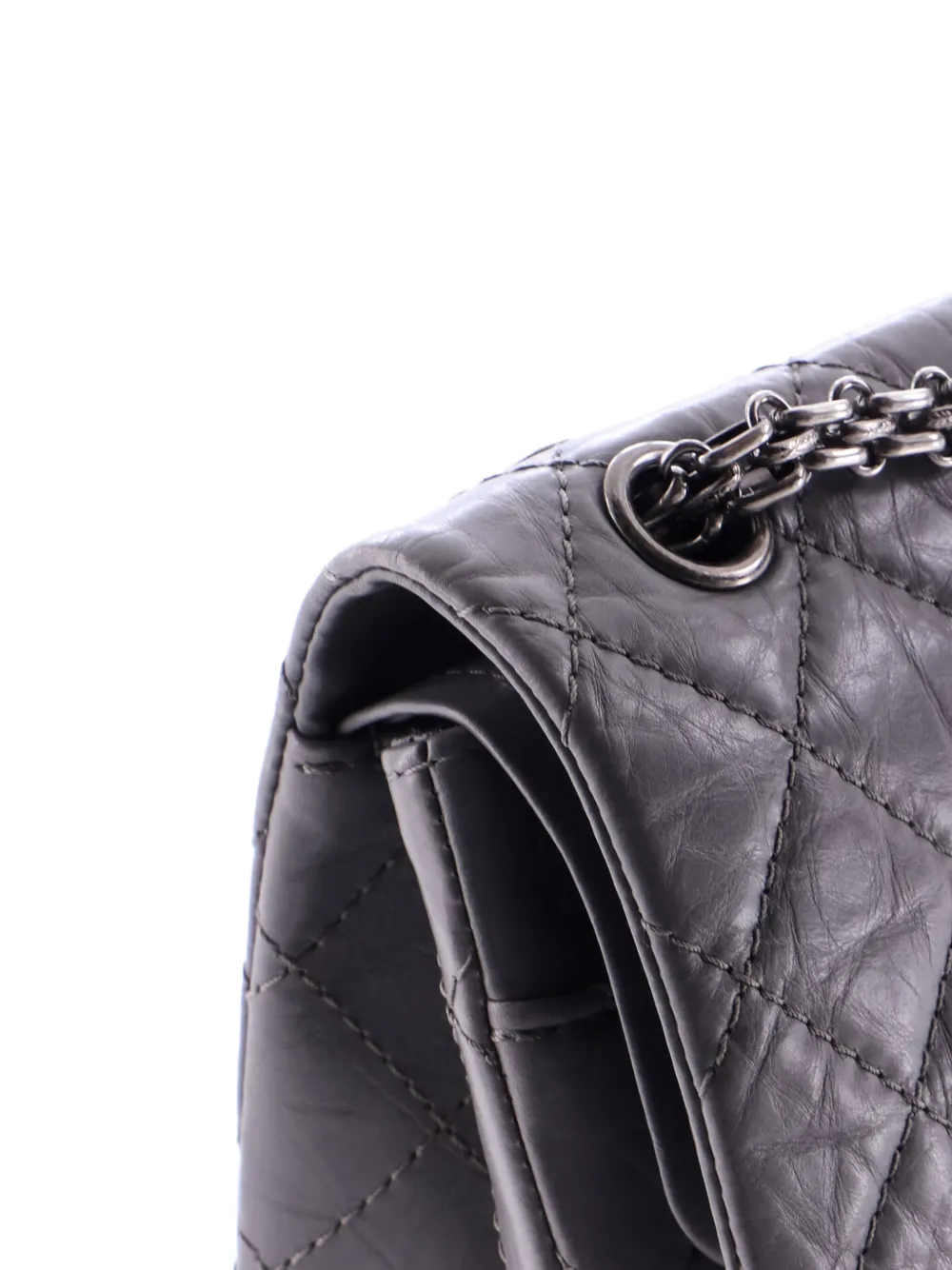 Pre-owned Chanel Reissue 2.55 Flap Bag Quilted Aged Calfskin 226 Shoulder Bag In Gray