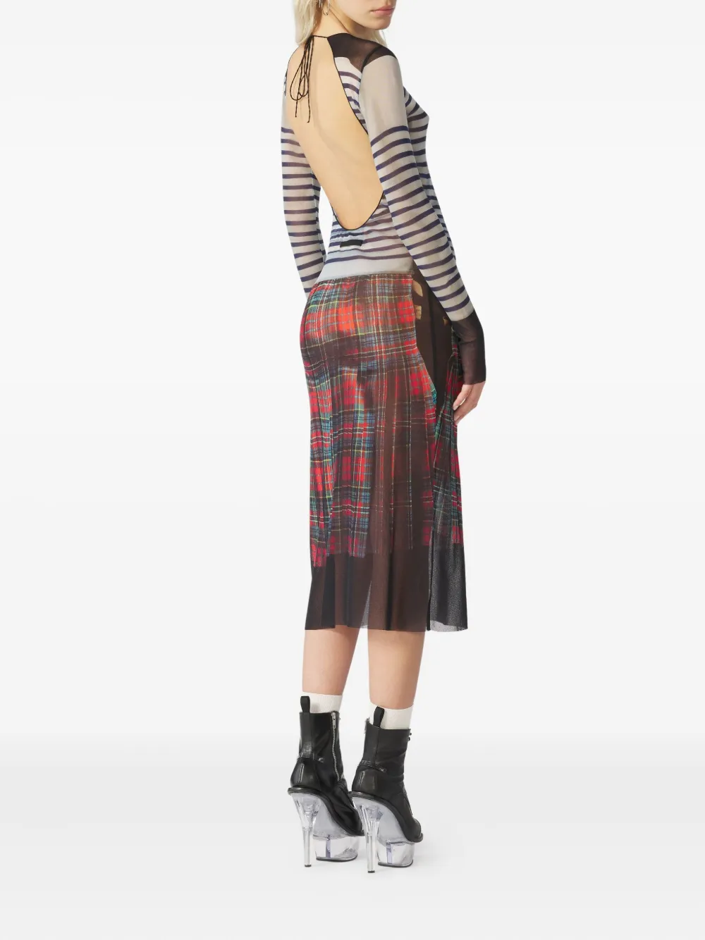 Jean Paul Gaultier Marinière Kilt midi-jurk - Wit