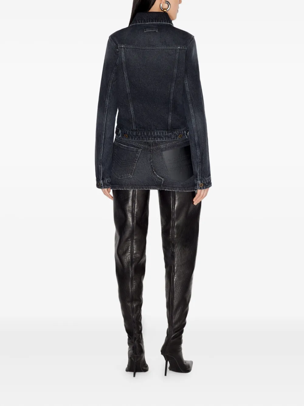 Jean Paul Gaultier Haute Jeanerie Leather-pocket Denim Jacket In Black