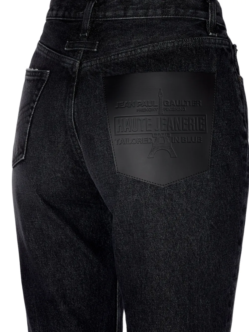 Jean Paul Gaultier Jeans met opgestikte leren zak Zwart