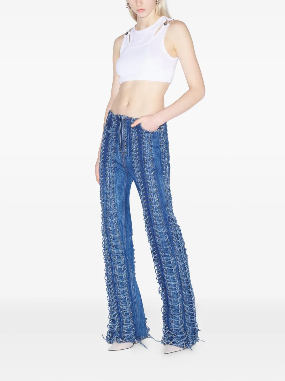 Jean Paul Gaultier The Lace-up Jeans In Blue
