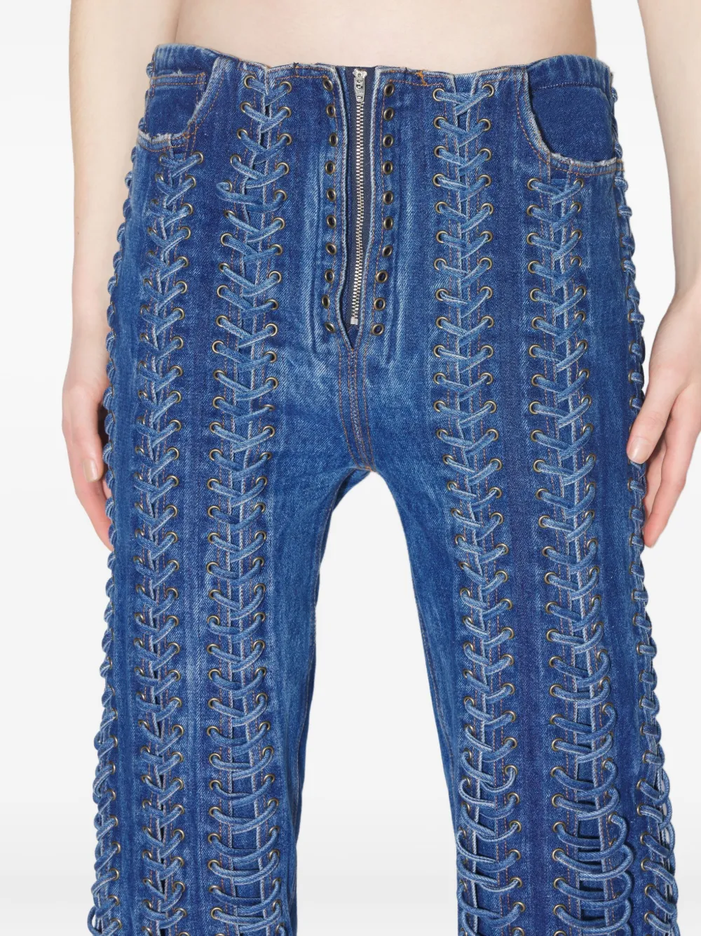 Jean Paul Gaultier The Lace-up Jeans In Blue