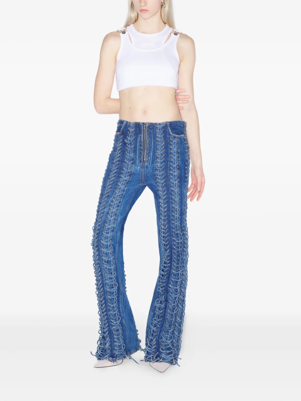 Jean Paul Gaultier The Lace-up Jeans In Blue