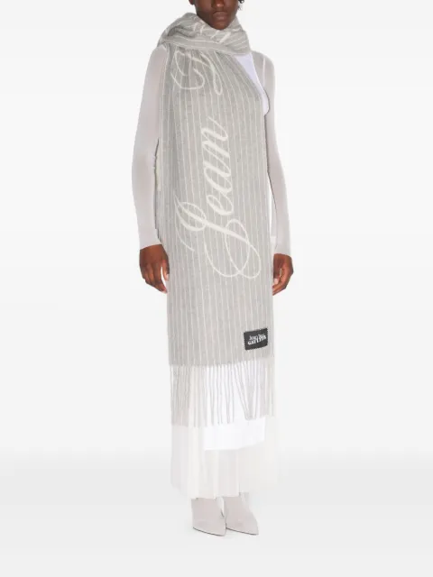 Jean Paul Gaultier pinstripes fringed scarf