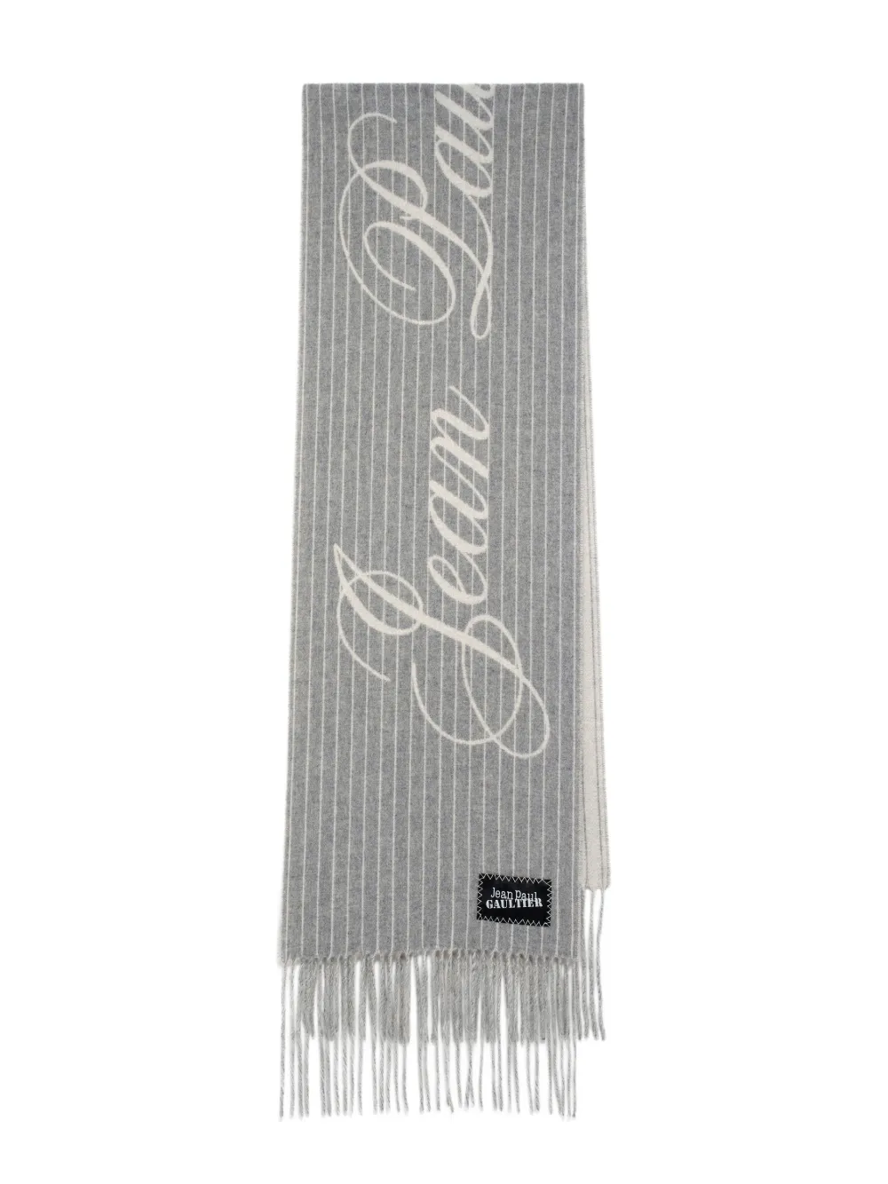 Jean Paul Gaultier Sciarpa gessata con frange - Grigio