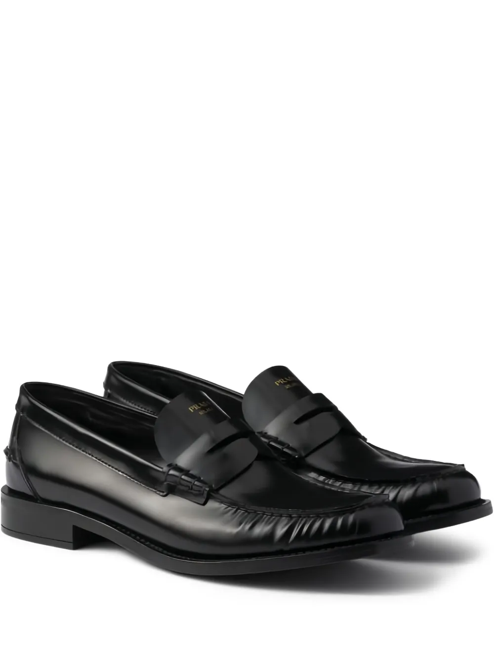 Prada Leren penny loafers Zwart
