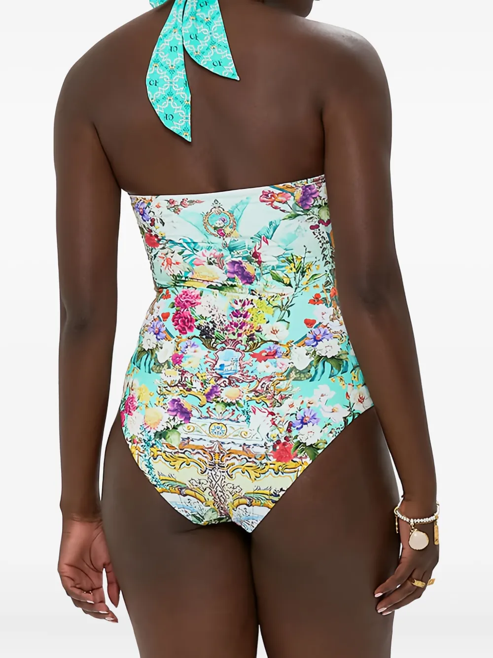 Camilla Badpak met bloemenprint Blauw