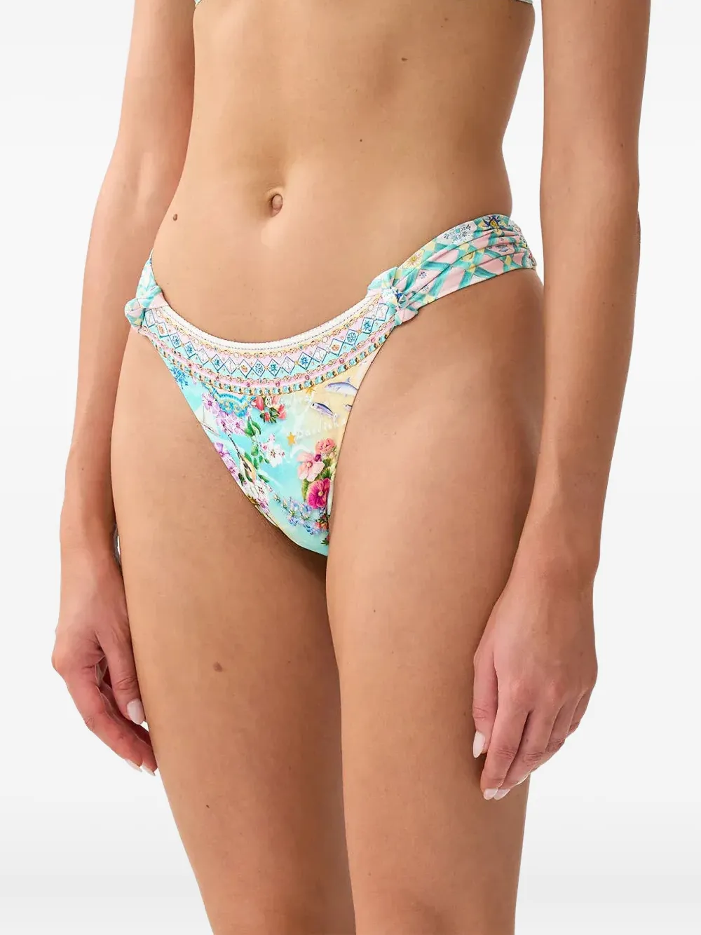 Camilla Bikinislip met strandpatroon Blauw