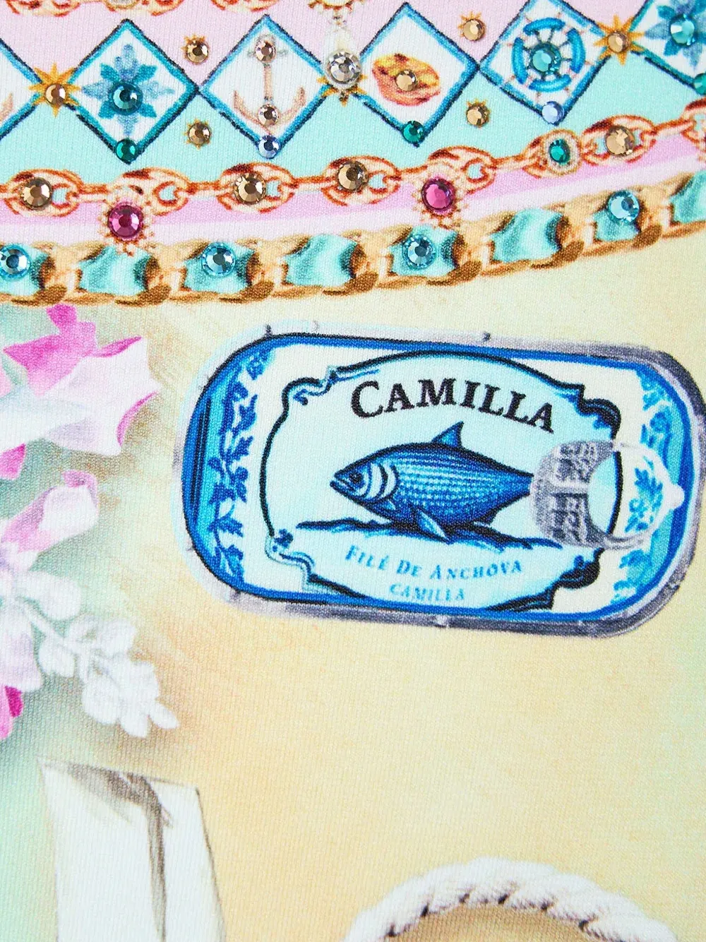 Camilla Bikinislip met strandpatroon Blauw