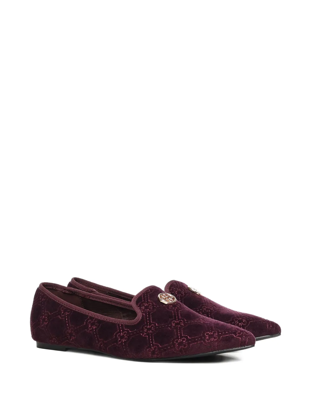V73 Embellished Loafers In Burgundy