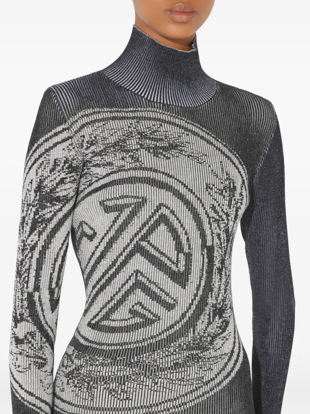 Jean Paul Gaultier Laurel Stamp Jacquard Long-sleeves Sweater In Gray