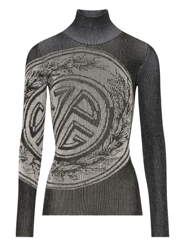 Jean Paul Gaultier Laurel Stamp Jacquard Long-sleeves Sweater in Grey