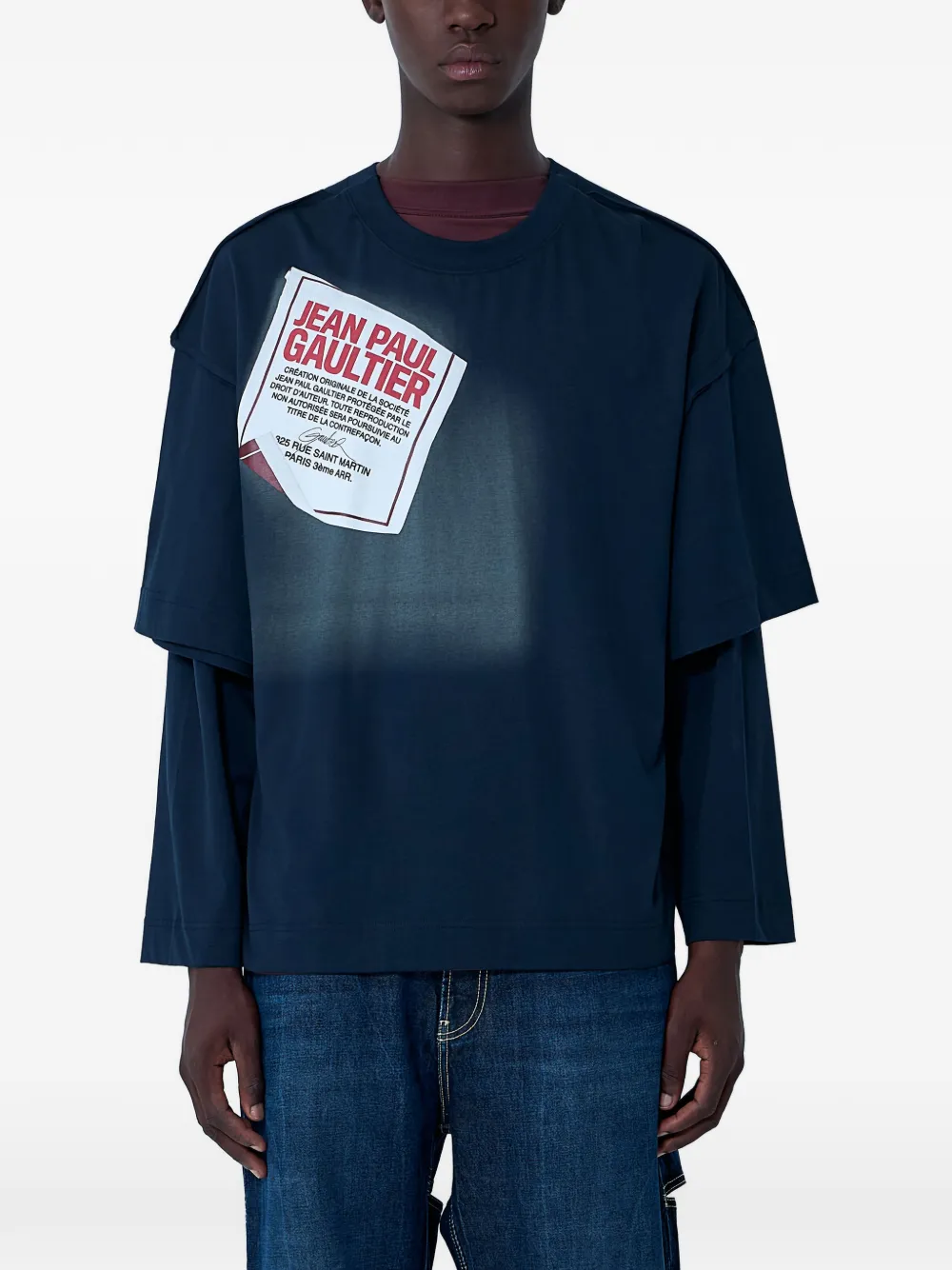 Jean Paul Gaultier T-shirt con design a strati - Blu