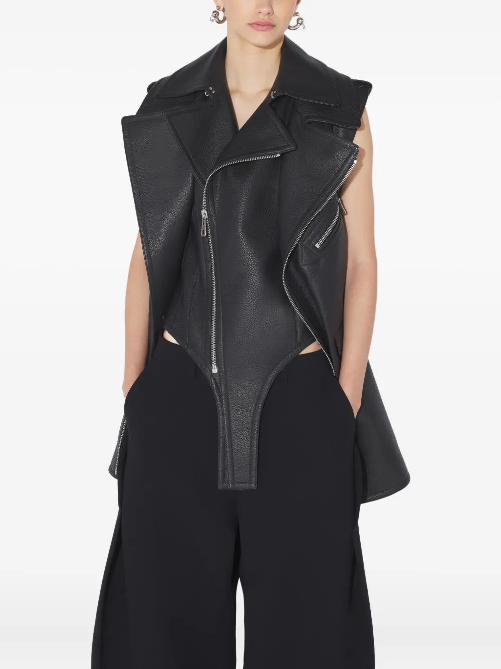 Jean Paul Gaultier Leren gilet Zwart