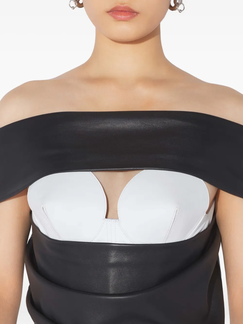 Jean Paul Gaultier Leather Mini Dress In Black